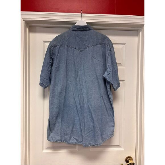 Bit & Bridle Denim Short Sleeve Pearl Snap Shirt sz XLT - Picture 6 of 6